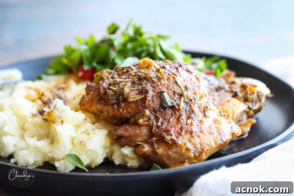 close up of chicken thighs on black plate finished with Za'atar spice