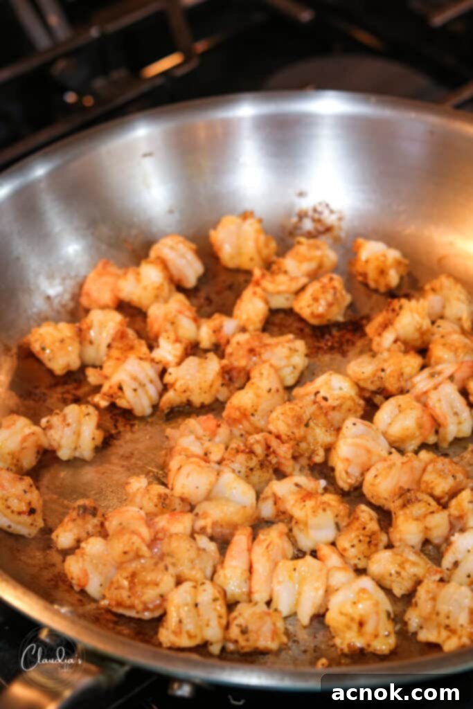 charred ancho chile shrimp ready for tacos