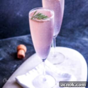lavender french 75 cocktail on marble platter