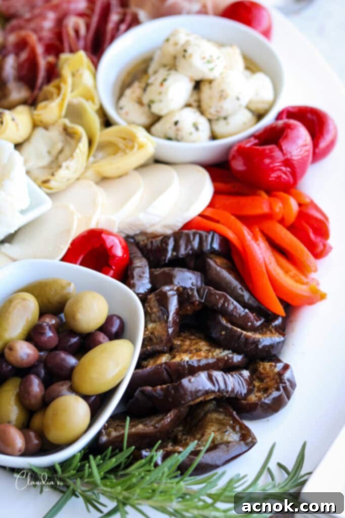 close up of antipasti on platter