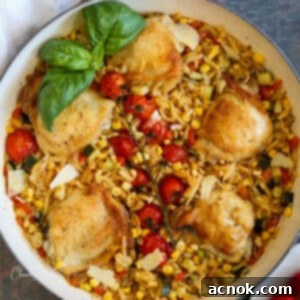 Chicken and Summer Vegetable Orzo ready to be served