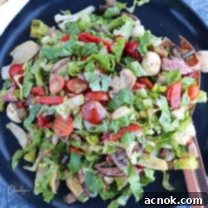 Italian Chopped Salad 4 chopped antipasto salad on blue platter