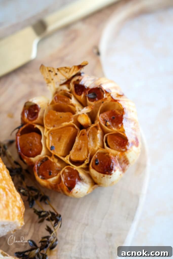 Roasted garlic cloves removed from skins on a cutting board, ready for compound butter