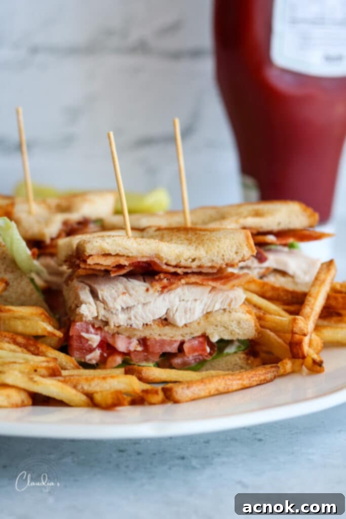 classic turkey club sandwich version 2 close up