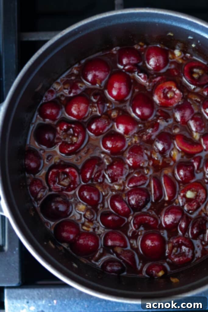 cherries cooking in dutch oven 