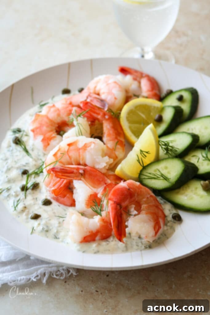 close up of chilled shrimp appetizer