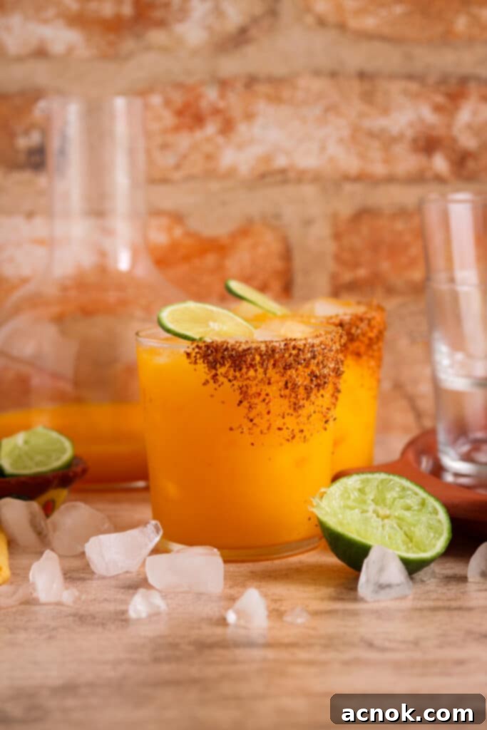 Tangerita or Tangerine Margarita with a Tajin rimmed glass and fresh tangerine slices