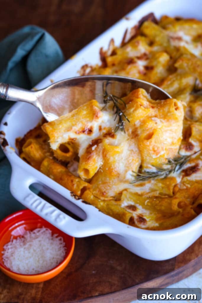 how to serve baked rigatoni with pumpkin cream sauce 