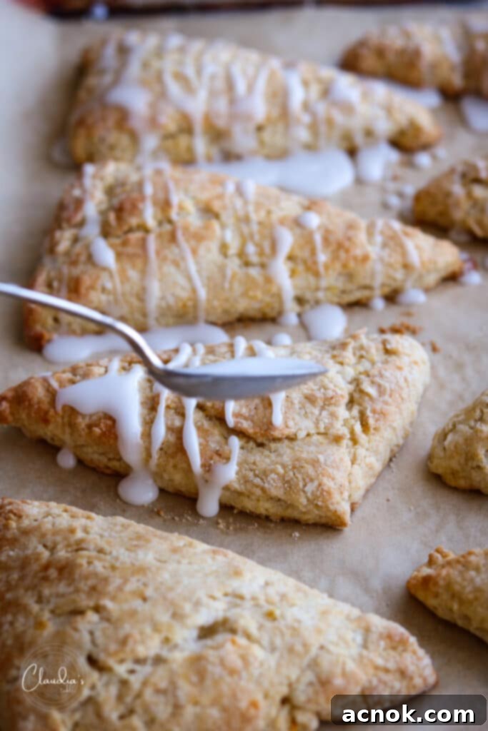 Glazed scones ready for pistachios