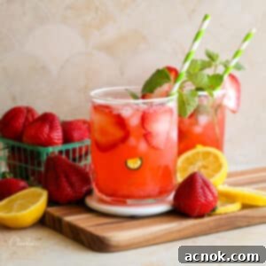 Fresh Homemade Strawberry Lemonade in a pitcher and glass