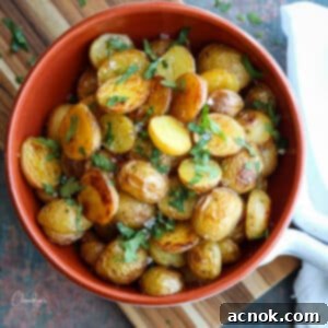 Crispy oven-roasted potatoes in a recipe card context.