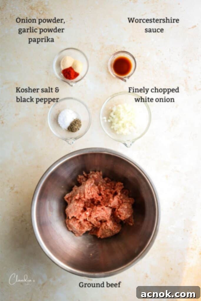 Ingredients for burger patties 