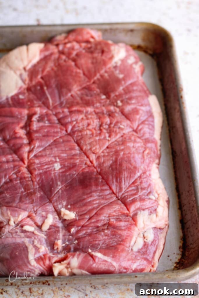 Succulent Grilled Asian Flank Steak 5 How to score flank steak.