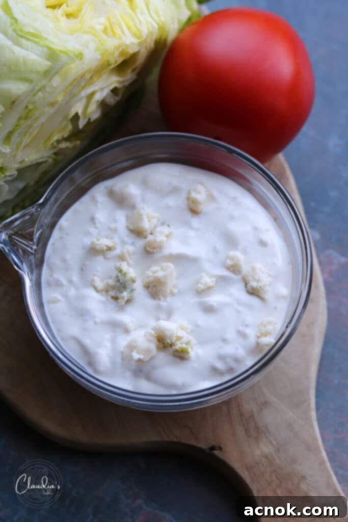 classic blue cheese dressing with blue cheese chunks. 